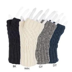 Ribbed Cuff Cabled Knit Australian Merino Wool Handwarmers