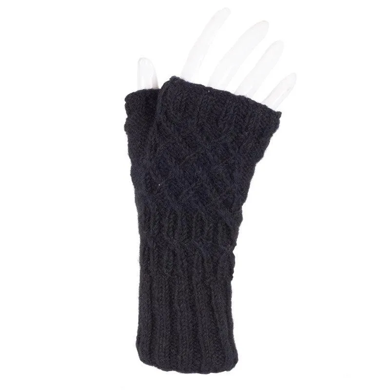 Ribbed Cuff Cabled Knit Australian Merino Wool Handwarmers