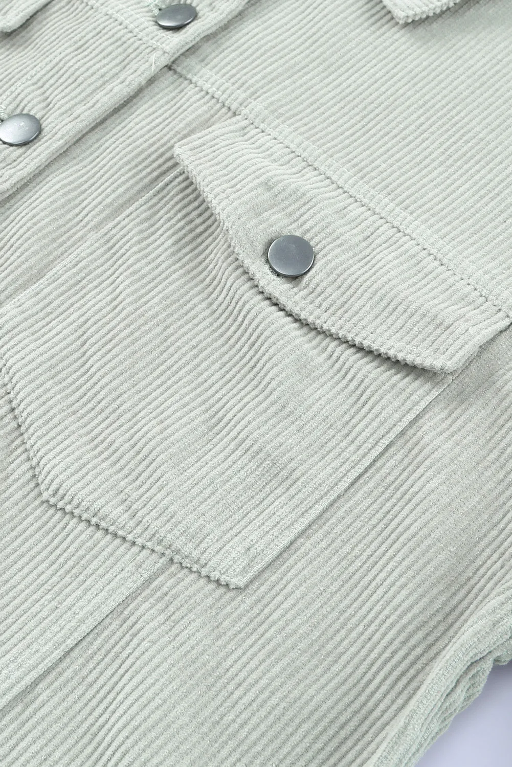 Sky Blue Raw Hem Flap Pockets Cropped Jacket
