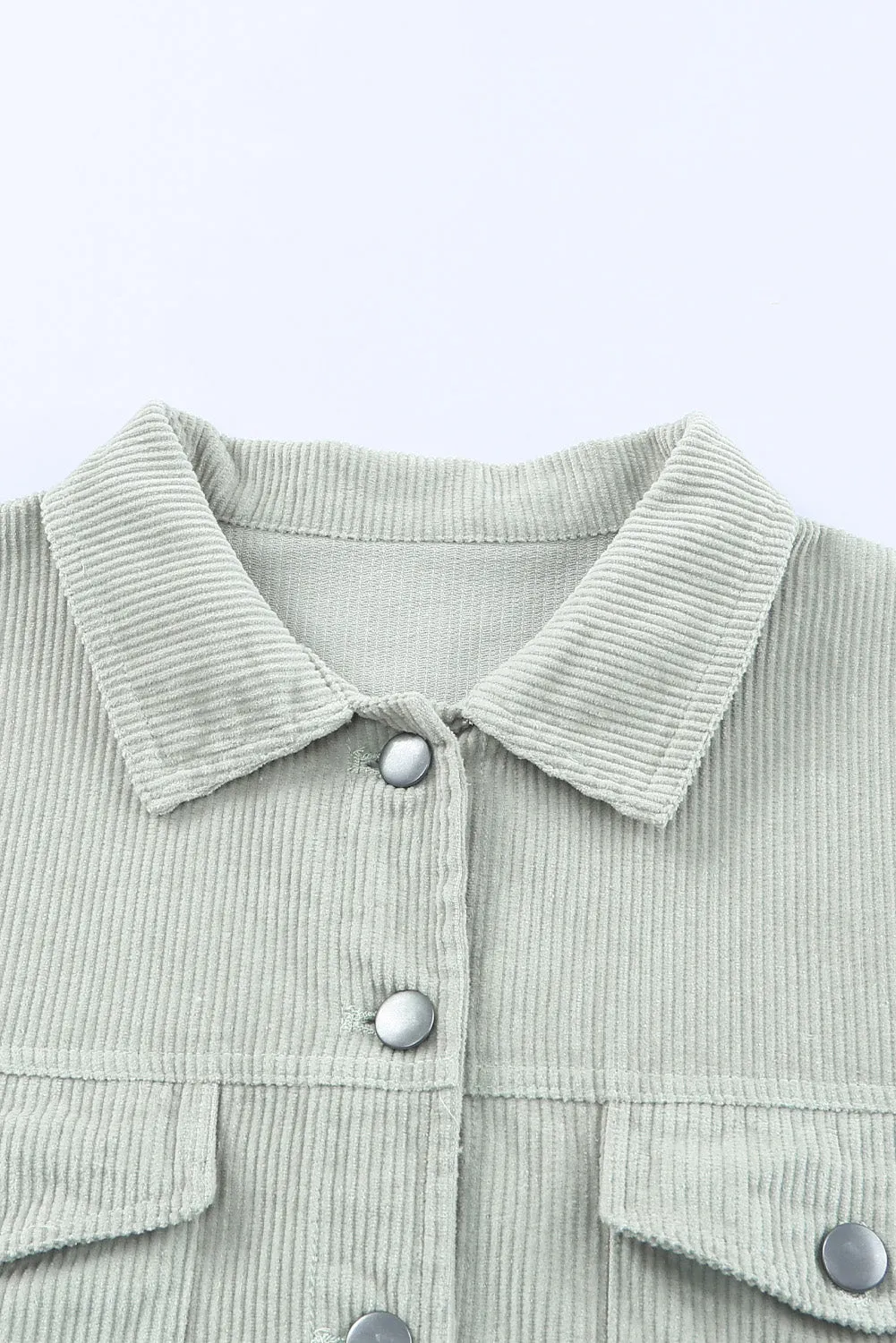 Sky Blue Raw Hem Flap Pockets Cropped Jacket