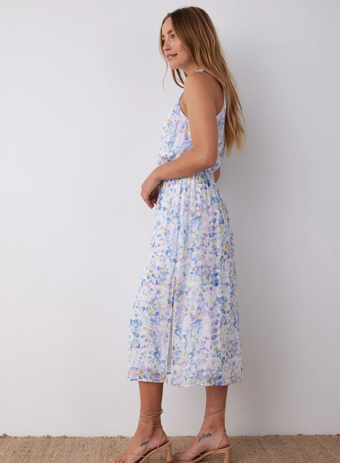 Sleeveless Smocked Waist Midi Dress