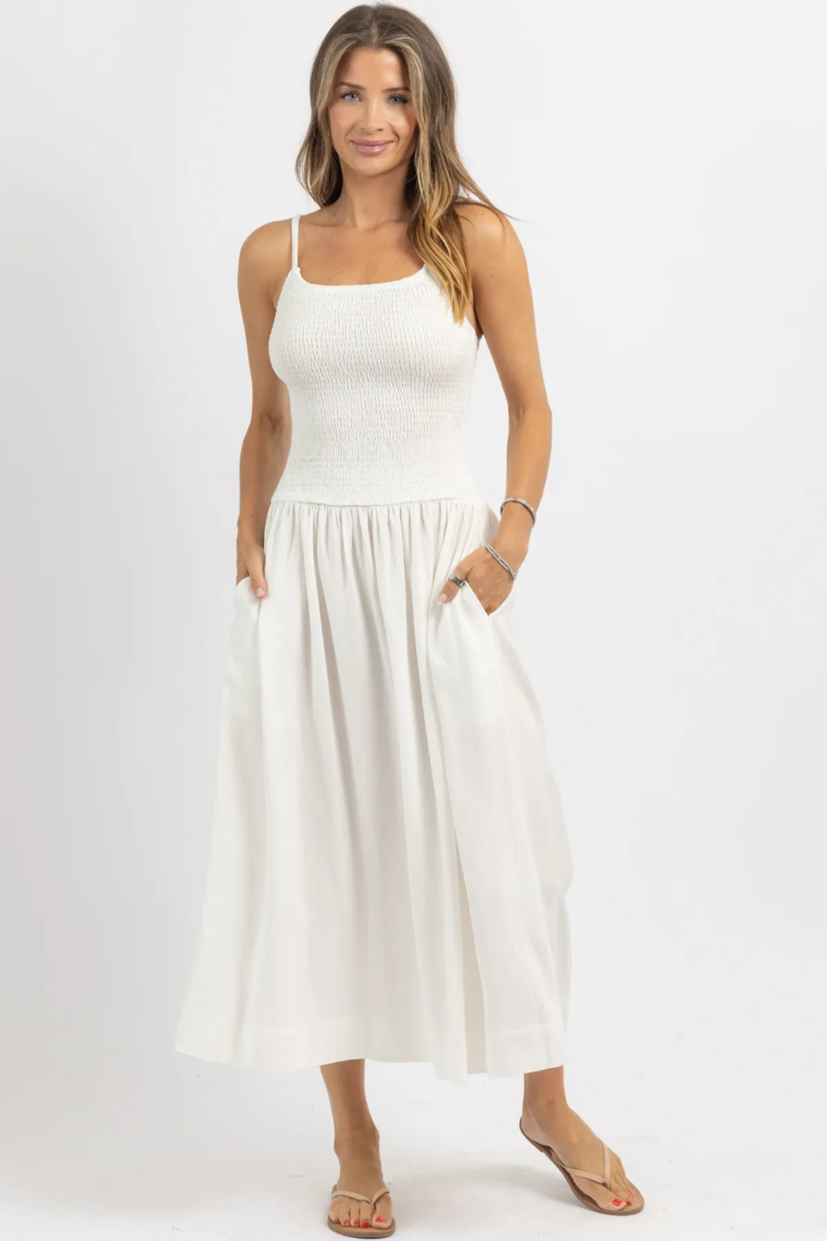 SOLEIL WHITE SMOCK DRESS