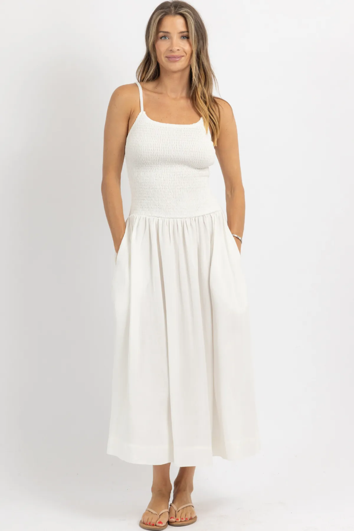 SOLEIL WHITE SMOCK DRESS