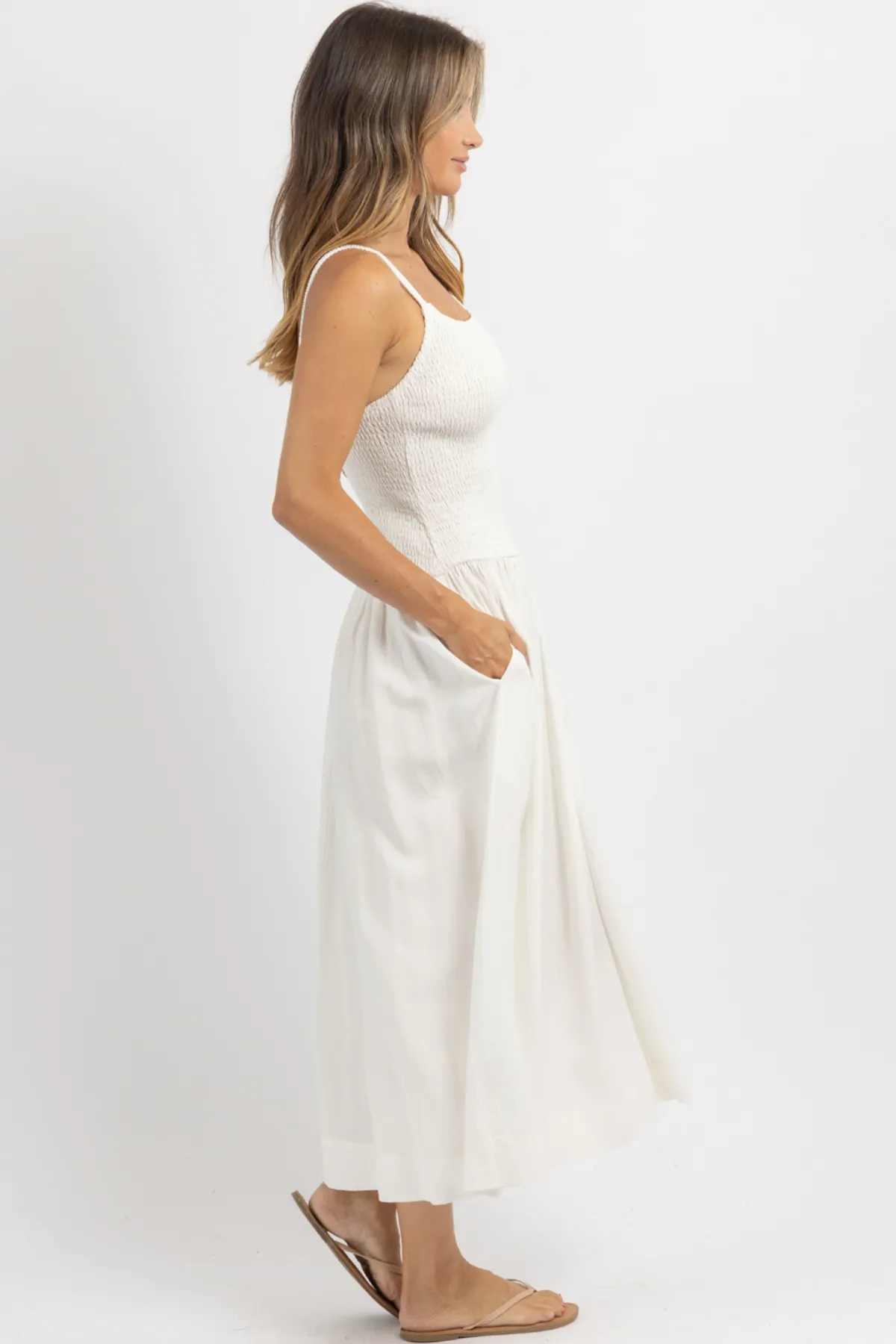 SOLEIL WHITE SMOCK DRESS