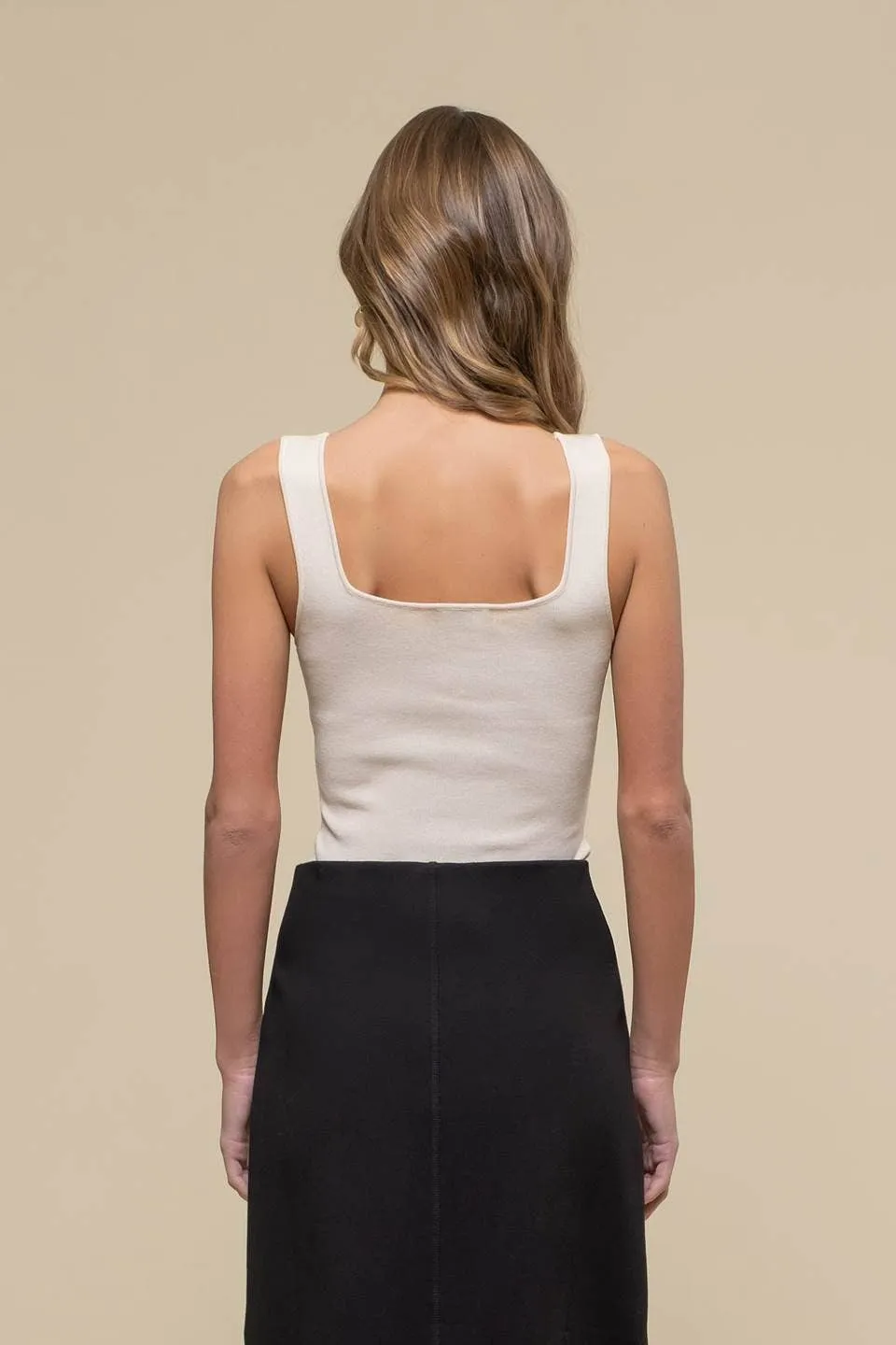 SQUARE NECK SWEATER KNIT TANK