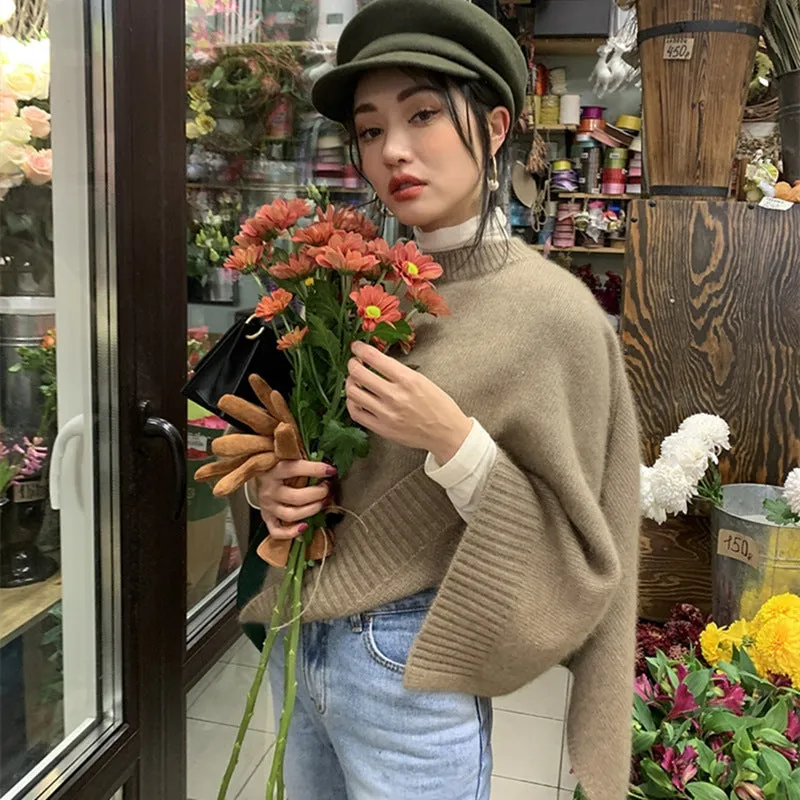 Territory barn jacket outfits Japanese Autumn and Winter Dual-Use Versatile Loose Sweater Korean Style Thick Needle Cape Mid-Length Sweater Shawl Waistcoat