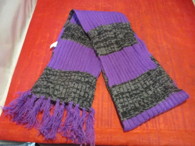 Used Purple and Black Knit Scarf
