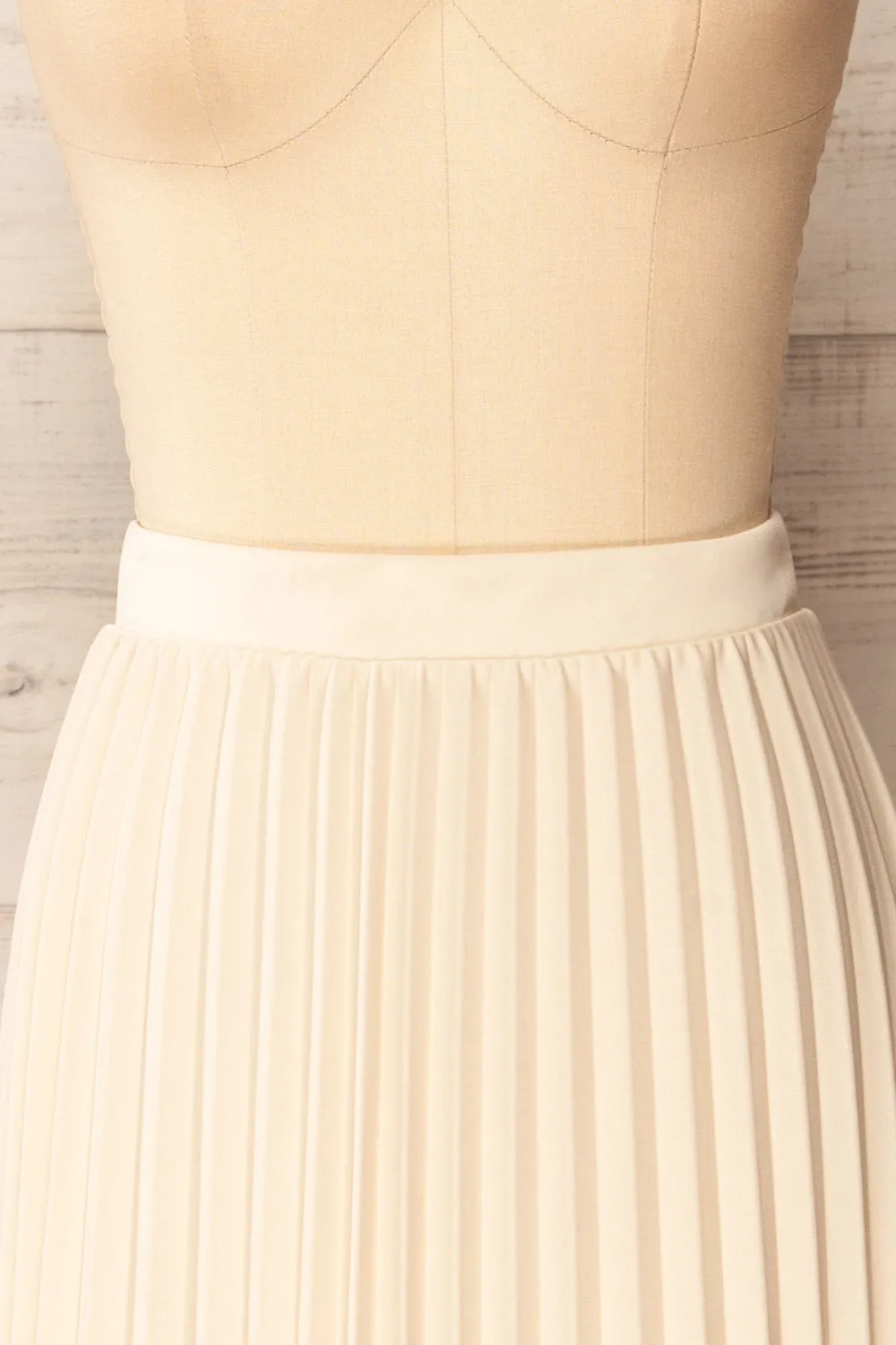 Vaduz Beige | Pleated Maxi Skirt