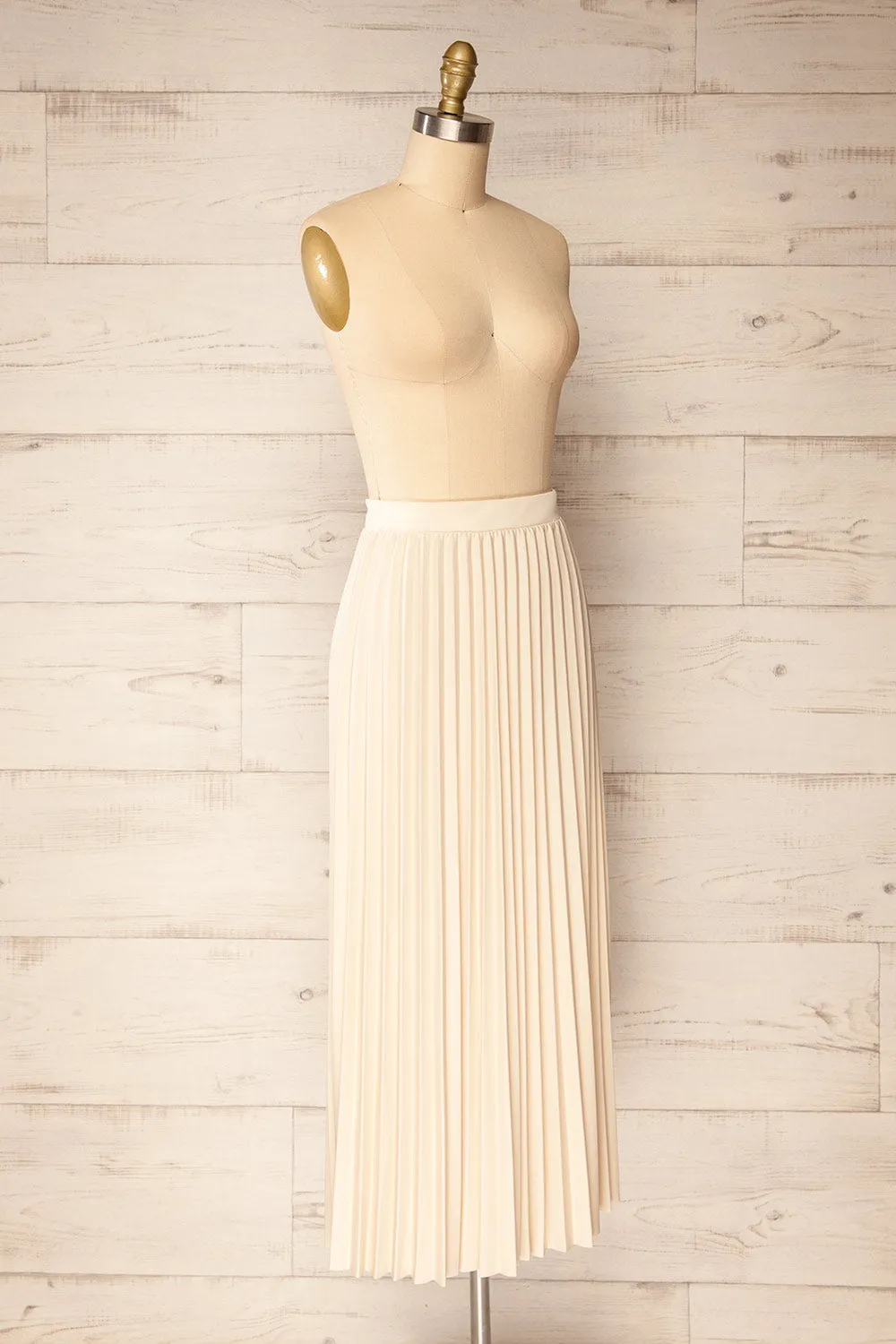 Vaduz Beige | Pleated Maxi Skirt