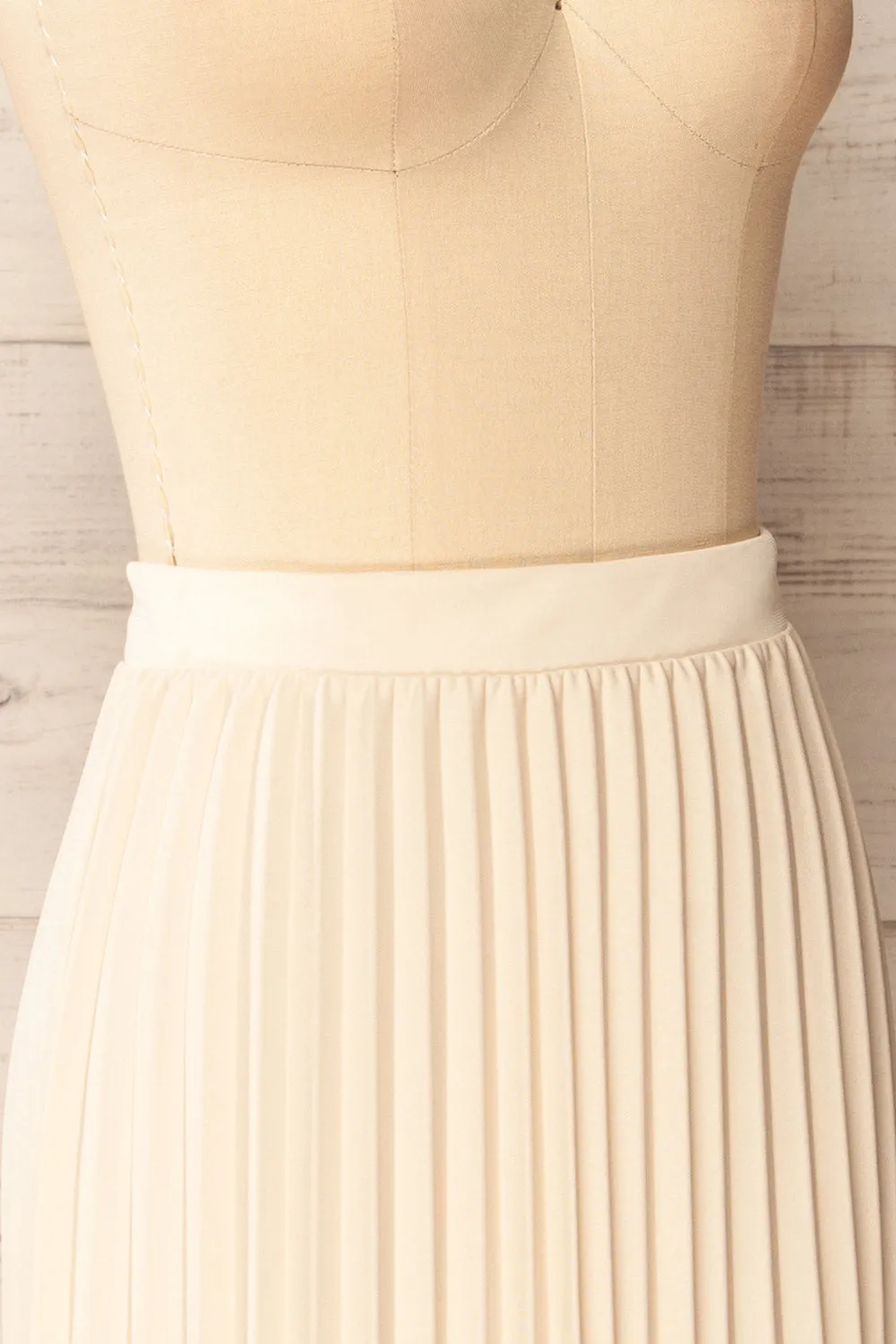 Vaduz Beige | Pleated Maxi Skirt