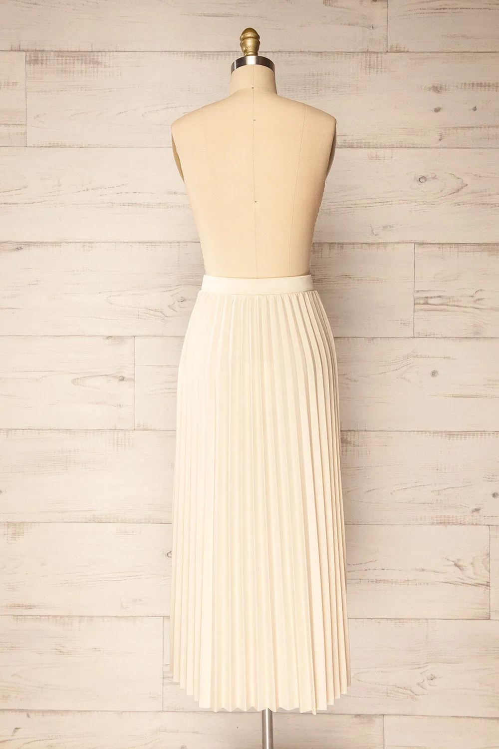 Vaduz Beige | Pleated Maxi Skirt