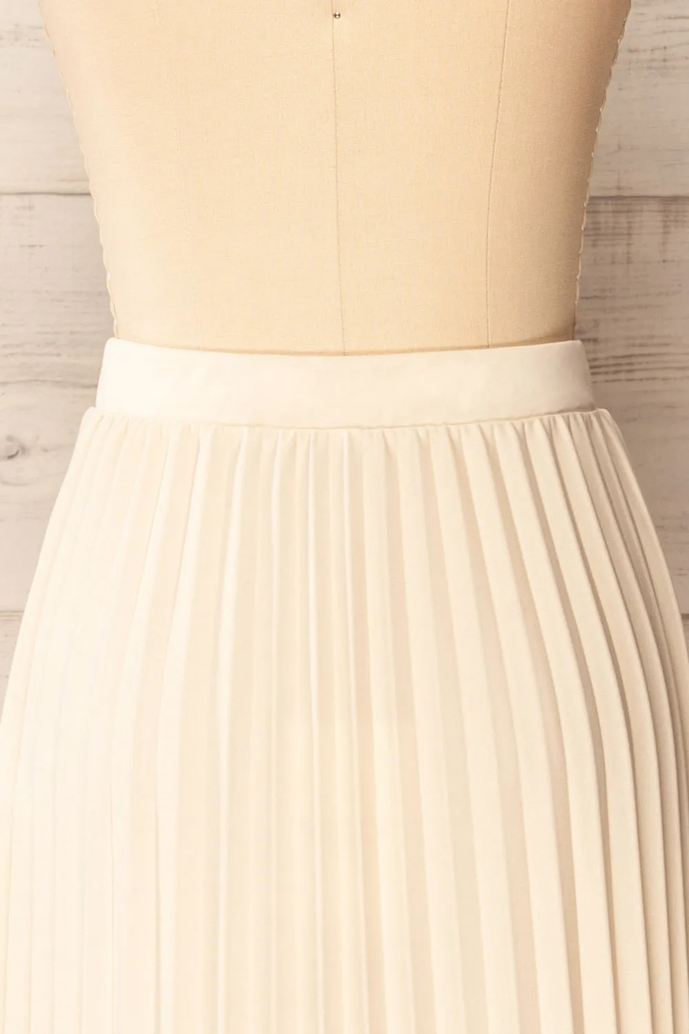 Vaduz Beige | Pleated Maxi Skirt