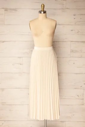 Vaduz Beige | Pleated Maxi Skirt