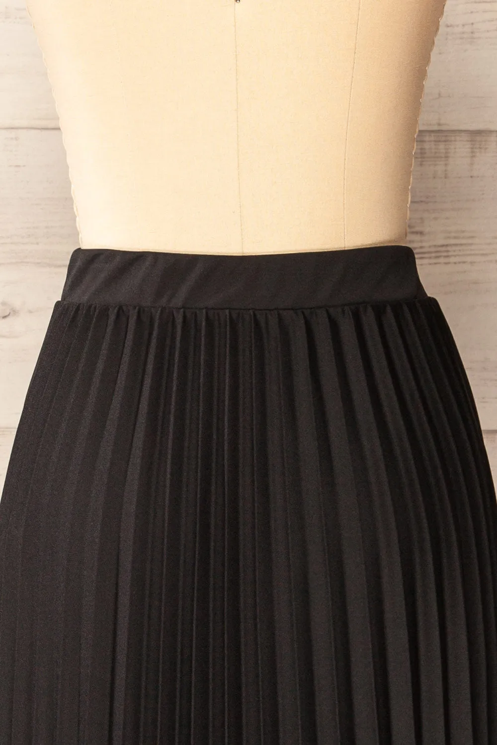 Vaduz Black | Pleated Maxi Skirt