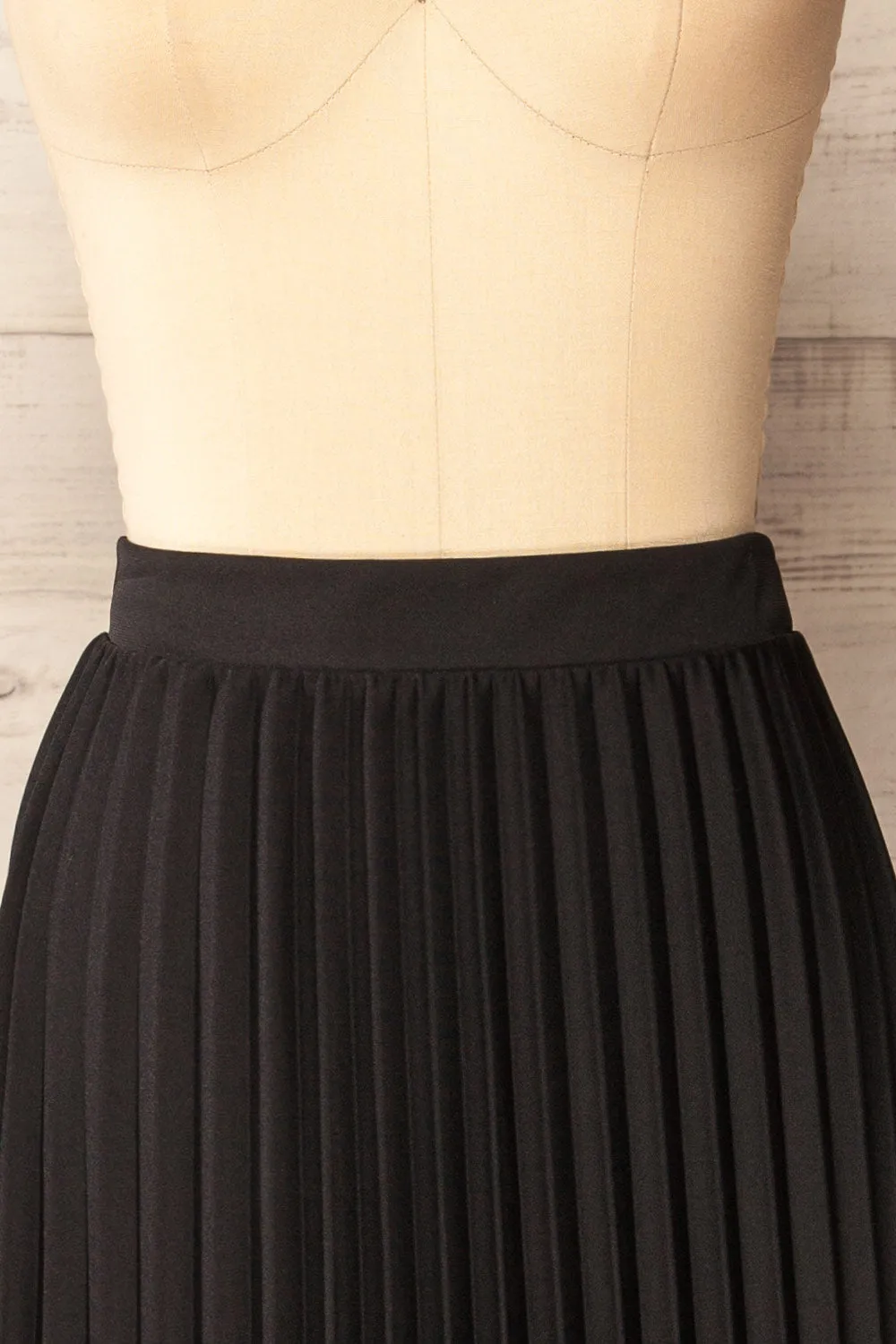 Vaduz Black | Pleated Maxi Skirt