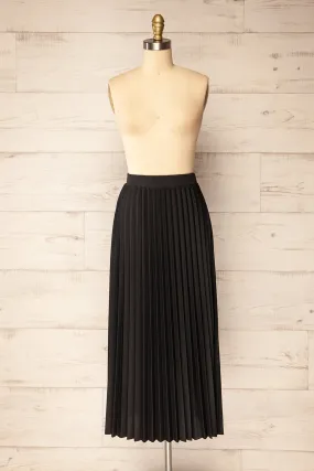Vaduz Black | Pleated Maxi Skirt