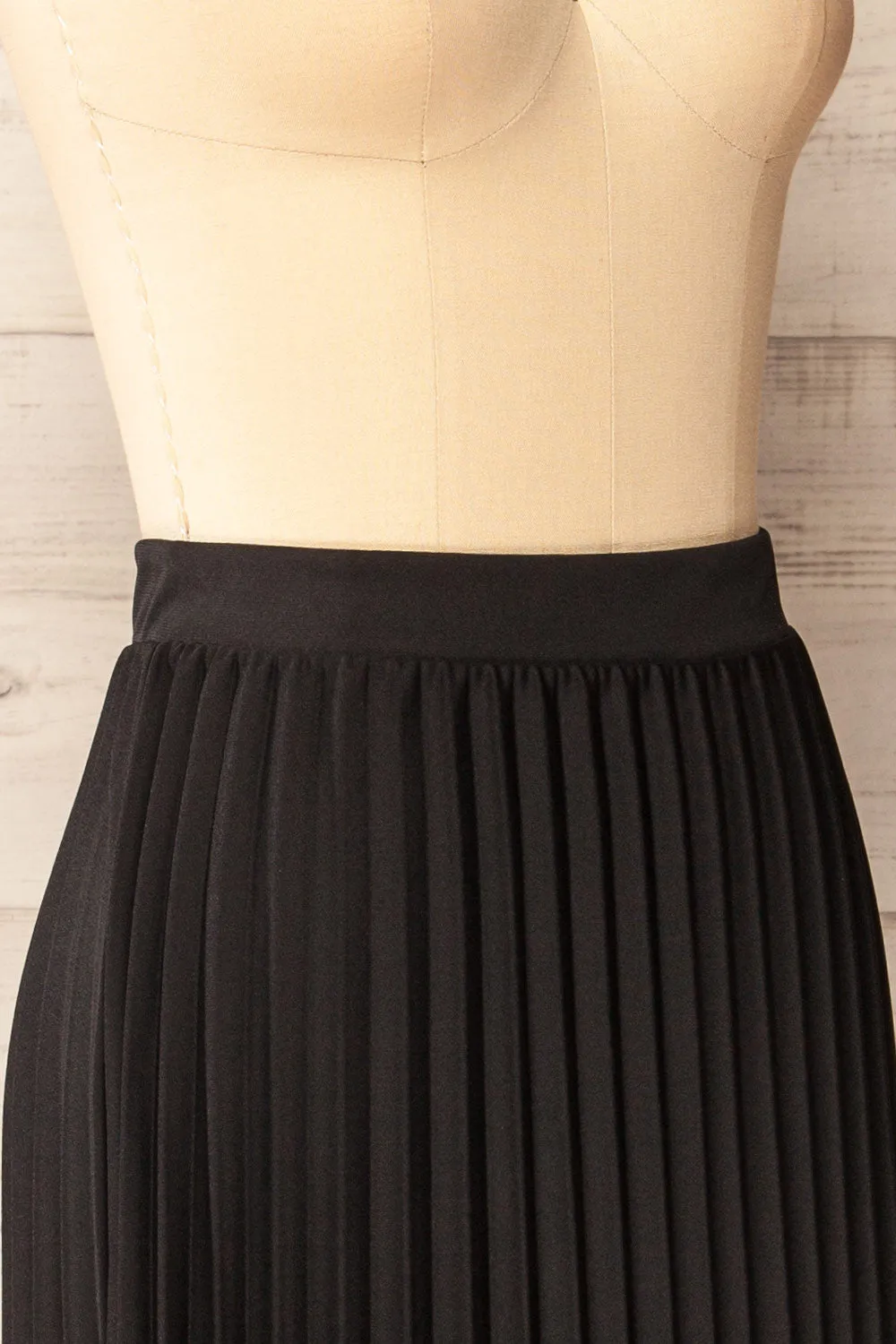Vaduz Black | Pleated Maxi Skirt