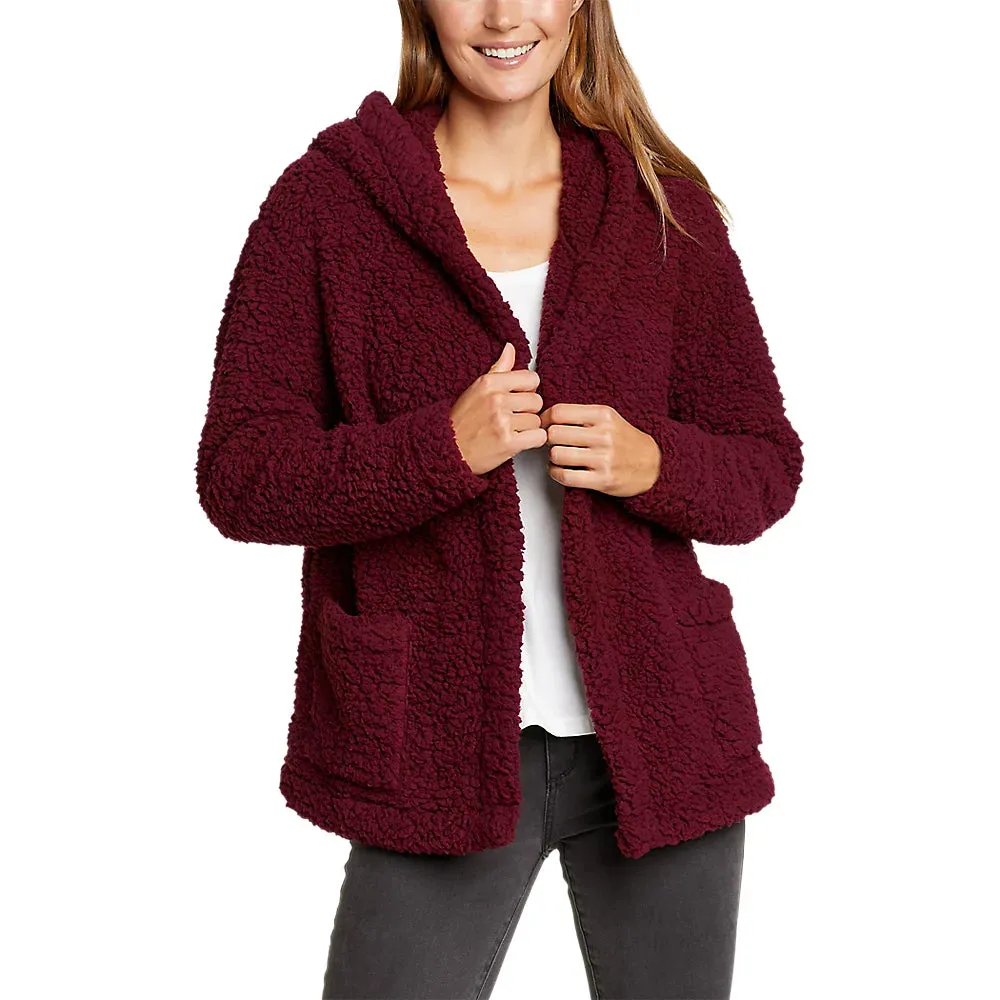 Women's Campfire Plush Fleece Hooded Open Cardigan