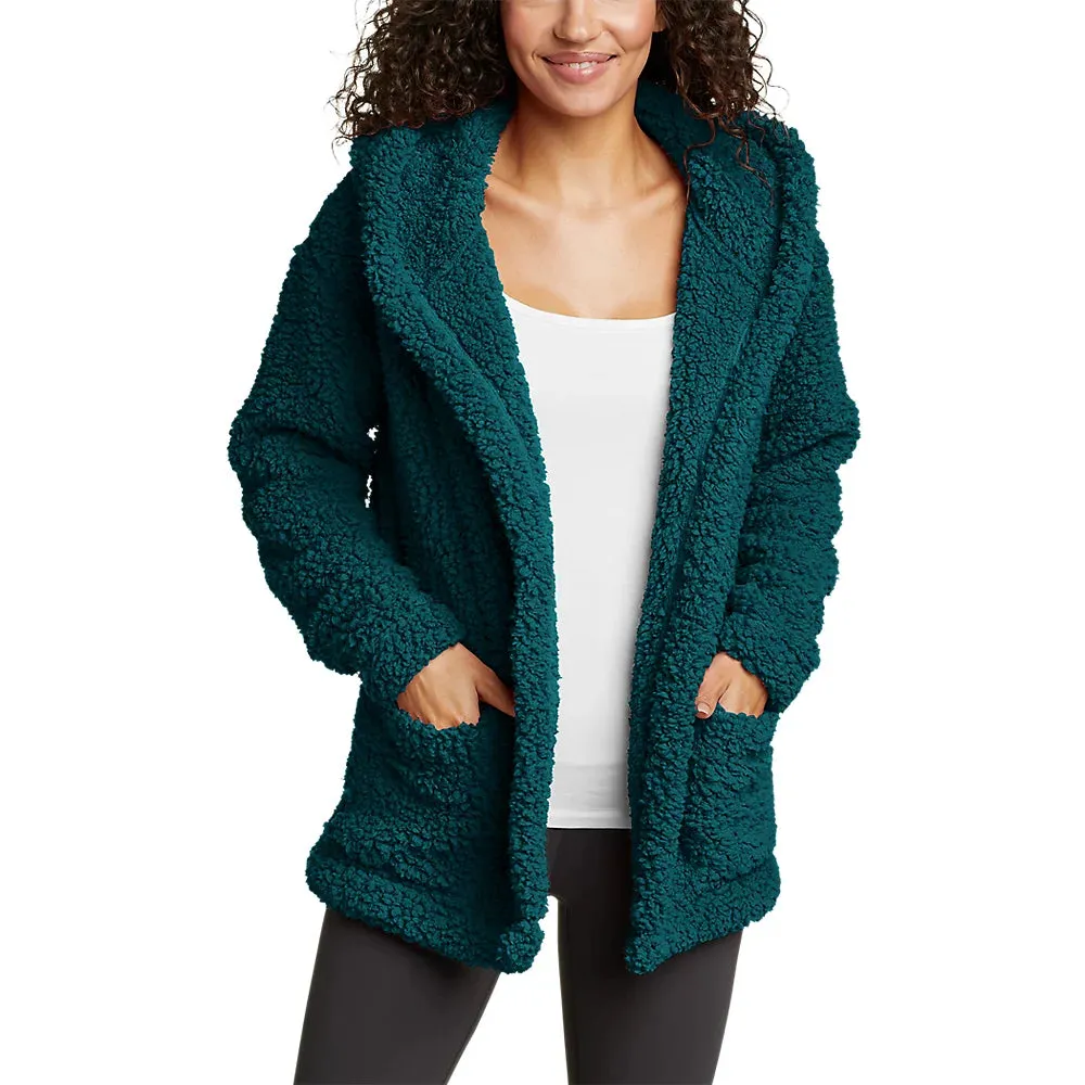 Women's Campfire Plush Fleece Hooded Open Cardigan