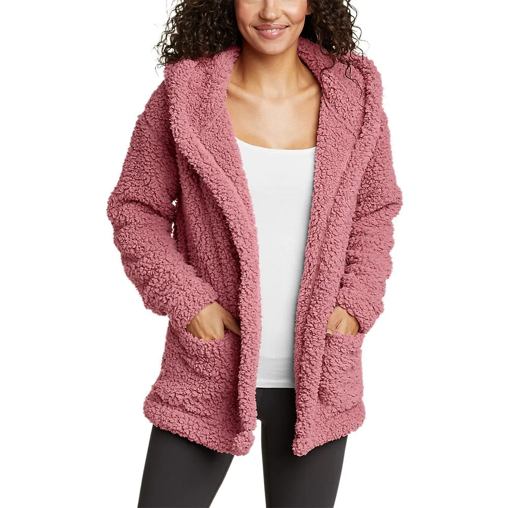 Women's Campfire Plush Fleece Hooded Open Cardigan
