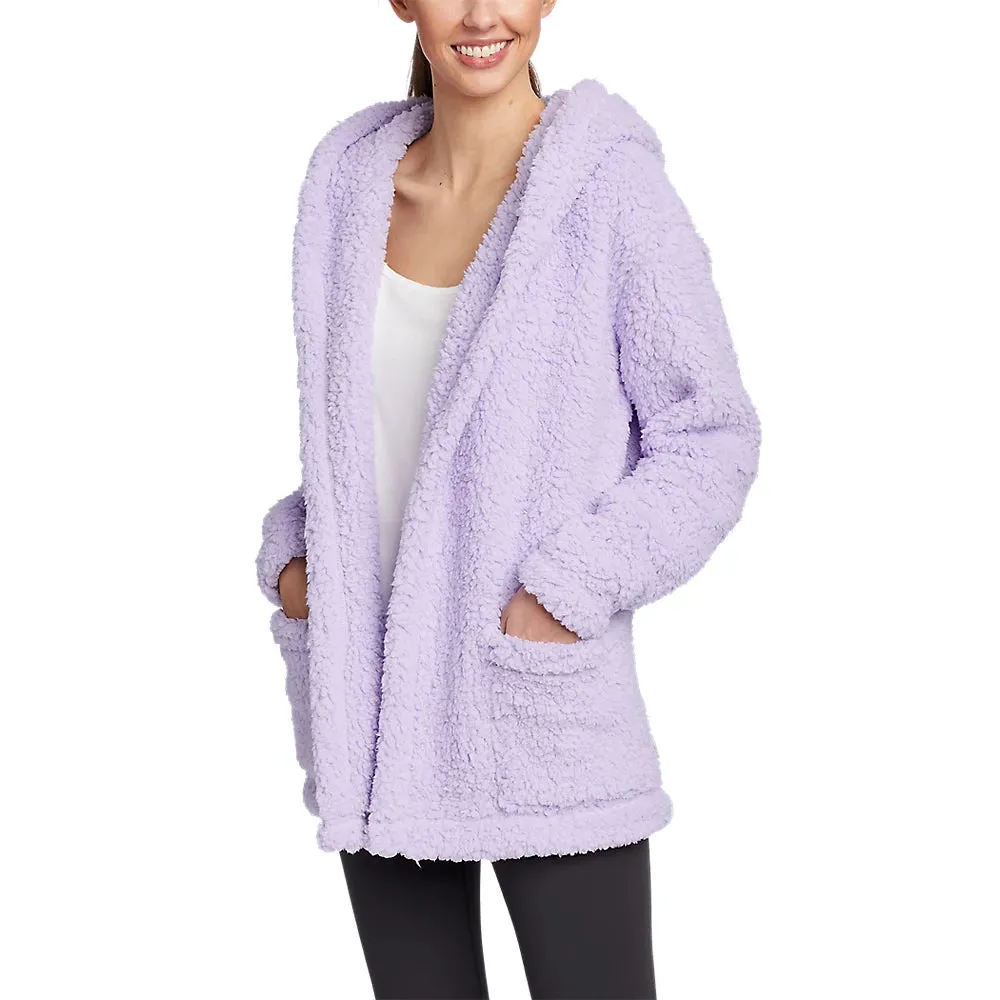 Women's Campfire Plush Fleece Hooded Open Cardigan