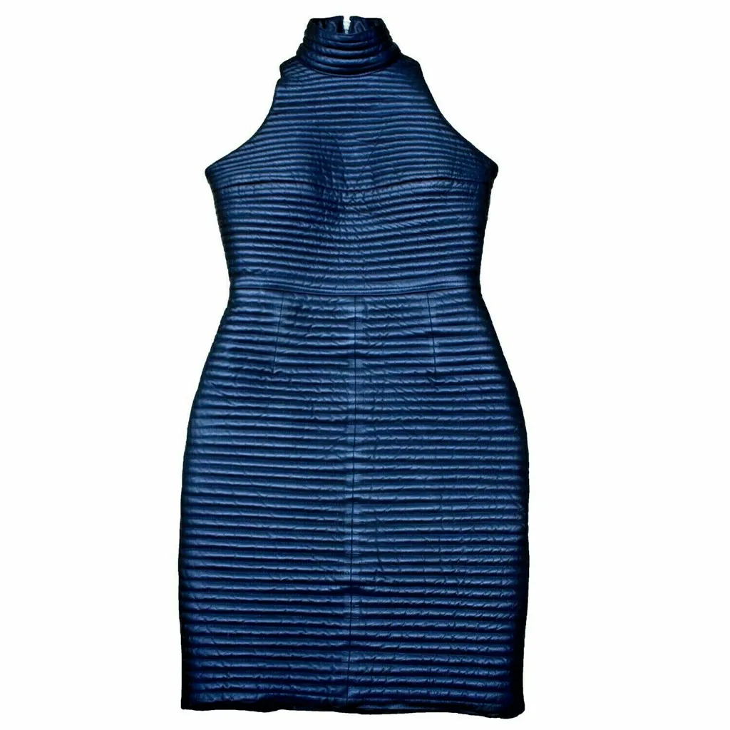 Women's Real leather Soft feel Women Sleeveless Mini Coat Dress Half Neck fully Quilted