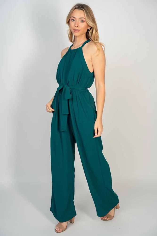Woven Jumpsuit in Hunter Green by White Birch