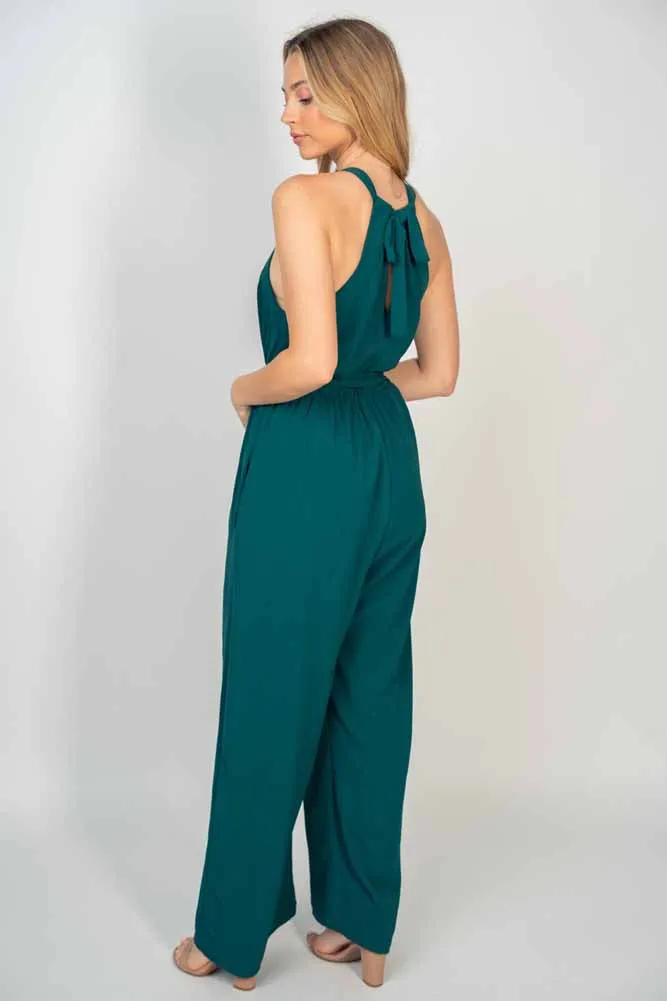 Woven Jumpsuit in Hunter Green by White Birch