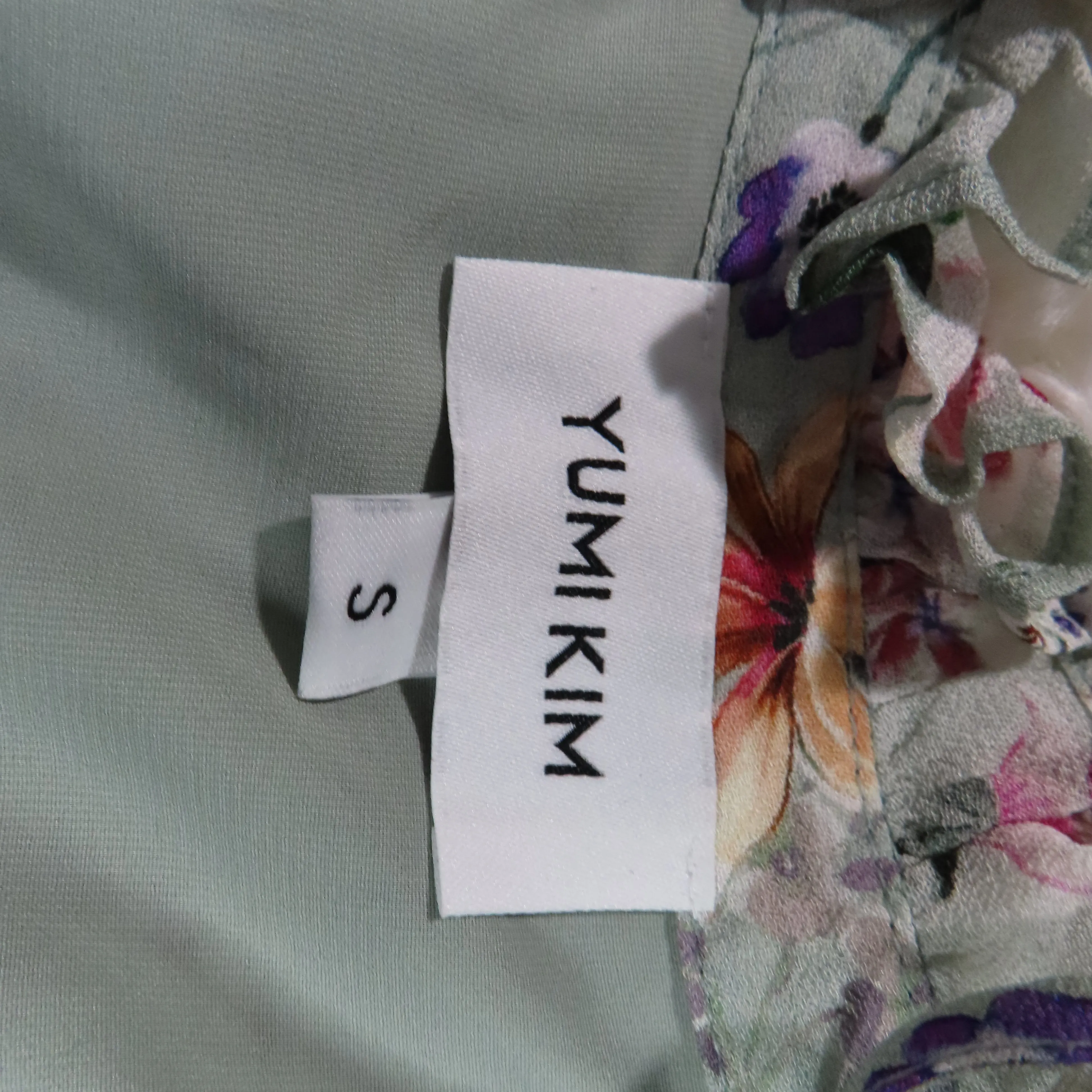 Yumi Kim Silkwood Sage Jenna Mini Dress Blouson Long Sleeves Ruffle Skirt Detail Size Small